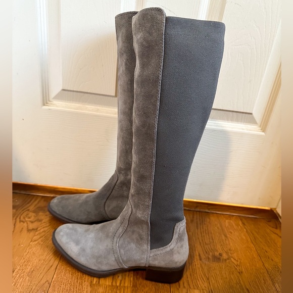 HPπ NWOT Johnston & Murphy Gray Suede and Leather Jade Riding Boots Size 7.5 - Picture 5 of 10